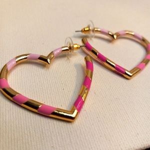 Pink and goldtone heart earrings
